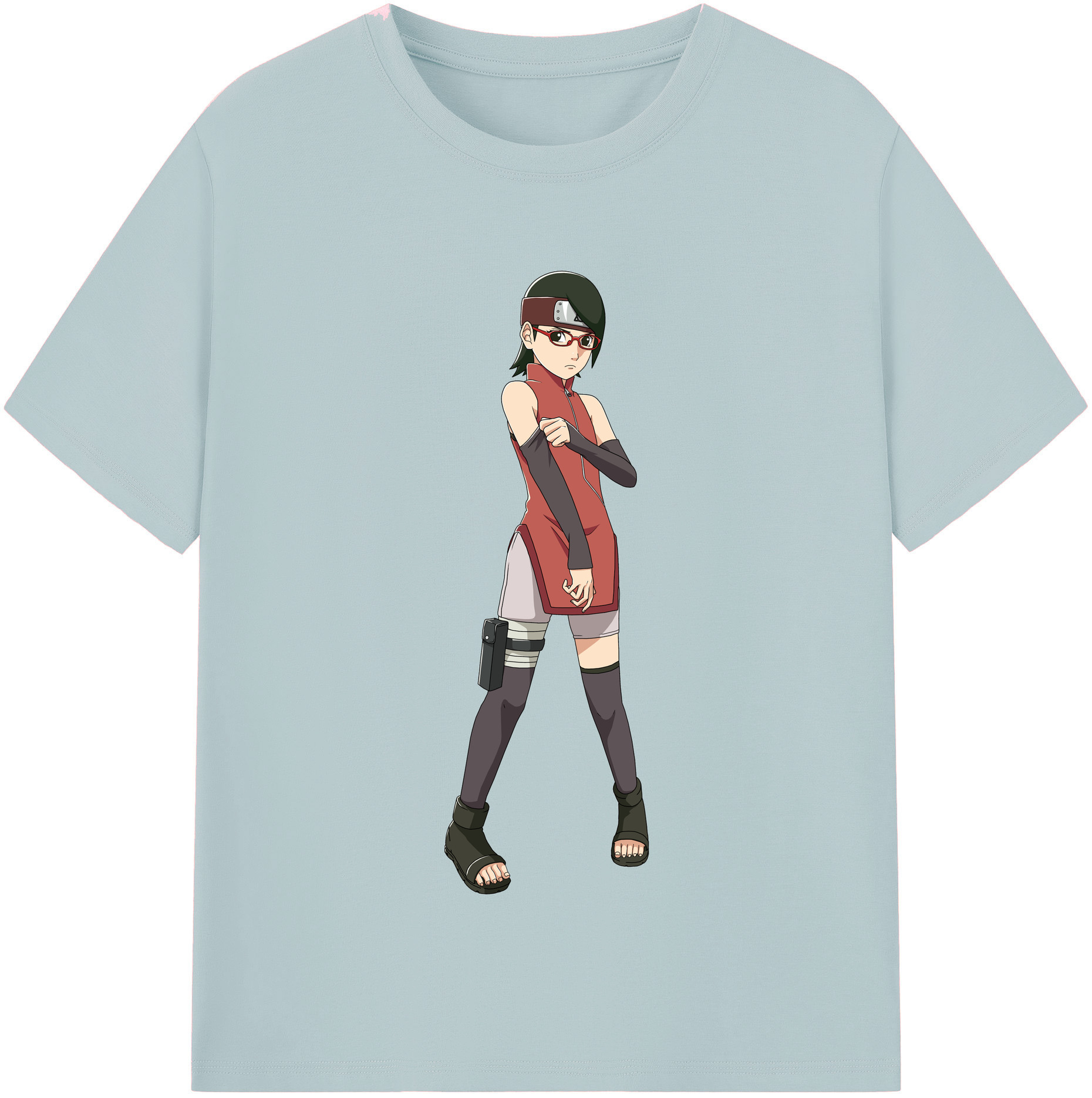 （画像用） NARUTO -ナルト- うちは サラダ Uchiha Sarada 綿100％半袖Tシャツ（フロントプリント）